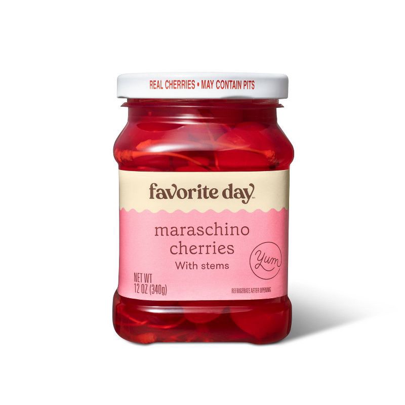 slide 1 of 3, Maraschino Cherries with Stems - 12oz - Favorite Day™, 12 oz