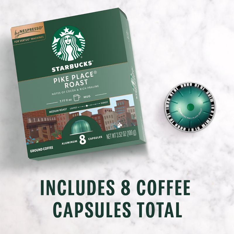 slide 4 of 10, Starbucks by Nespresso Vertuo Line Pods Medium Roast Coffee Pike Place Roast - 8ct, 8 ct