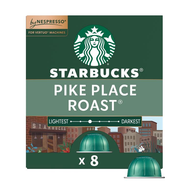 slide 1 of 10, Starbucks by Nespresso Vertuo Line Pods Medium Roast Coffee Pike Place Roast - 8ct, 8 ct