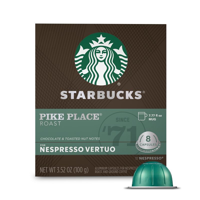 slide 1 of 7, Starbucks by Nespresso Vertuo Line Pods Medium Roast Coffee Pike Place Roast - 8ct, 8 ct