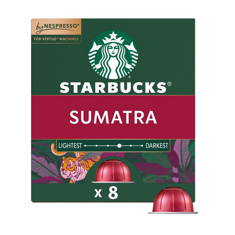 slide 1 of 10, Starbucks by Nespresso Vertuo Line Pods Dark Roast Coffee Single-Origin Sumatra - 8ct, 8 ct