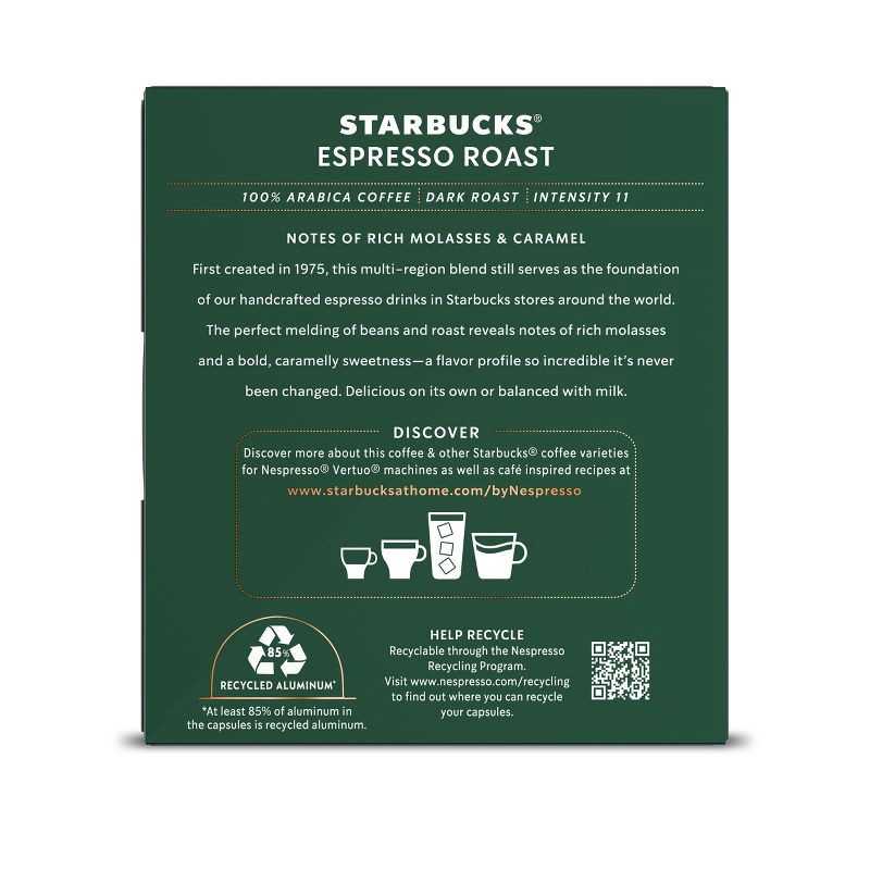 slide 2 of 9, Starbucks by Nespresso Vertuo Line Pods Dark Roast Coffee Espresso Roast - 10ct, 10 ct