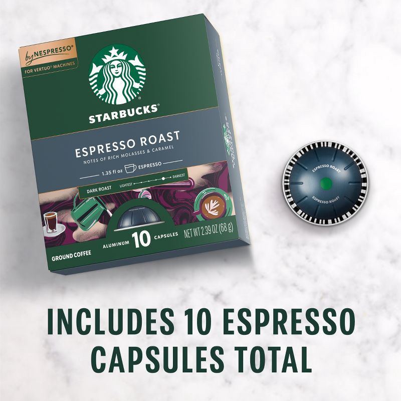 slide 4 of 9, Starbucks by Nespresso Vertuo Line Pods Dark Roast Coffee Espresso Roast - 10ct, 10 ct