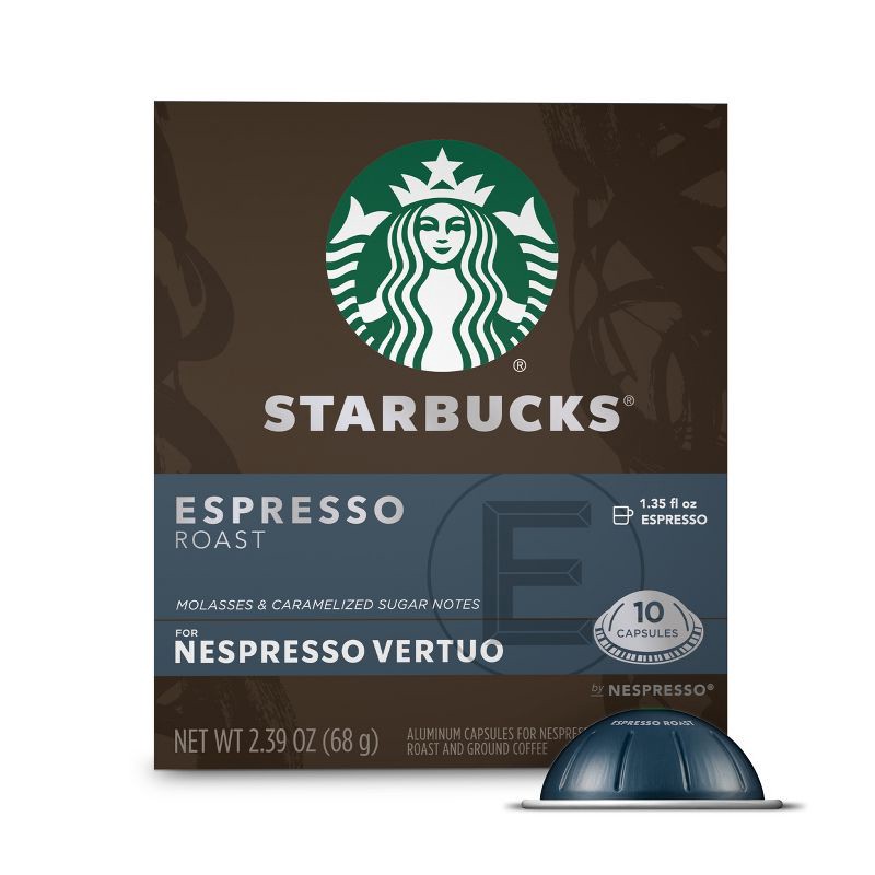 slide 1 of 6, Starbucks by Nespresso Vertuo Line Pods Dark Roast Coffee Espresso Roast - 10ct, 10 ct