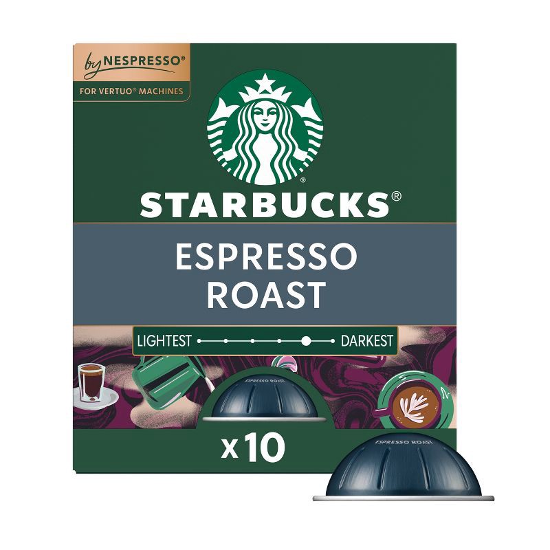 slide 1 of 9, Starbucks by Nespresso Vertuo Line Pods Dark Roast Coffee Espresso Roast - 10ct, 10 ct