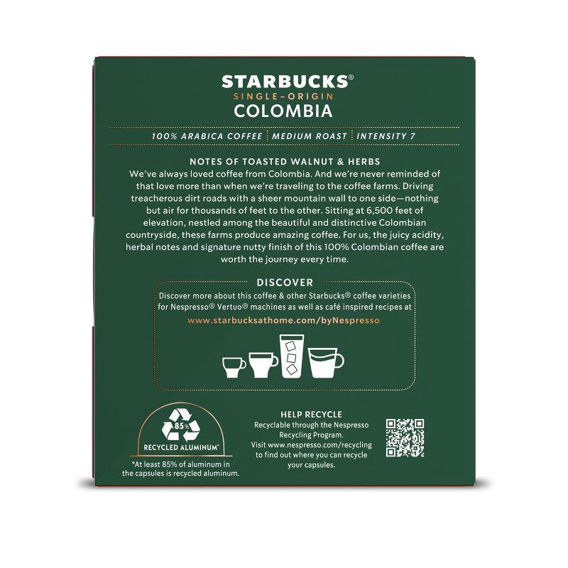 slide 2 of 10, Starbucks by Nespresso Vertuo Line Pods Medium Roast Coffee Single-Origin Colombia - 8ct, 8 ct