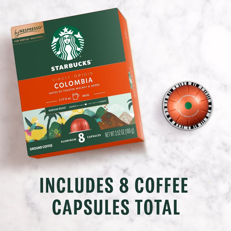slide 4 of 10, Starbucks by Nespresso Vertuo Line Pods Medium Roast Coffee Single-Origin Colombia - 8ct, 8 ct