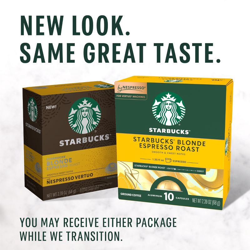slide 3 of 10, Starbucks by Nespresso Vertuo Line Pods Light Roast Coffee Blonde Espresso Roast - 10ct, 10 ct