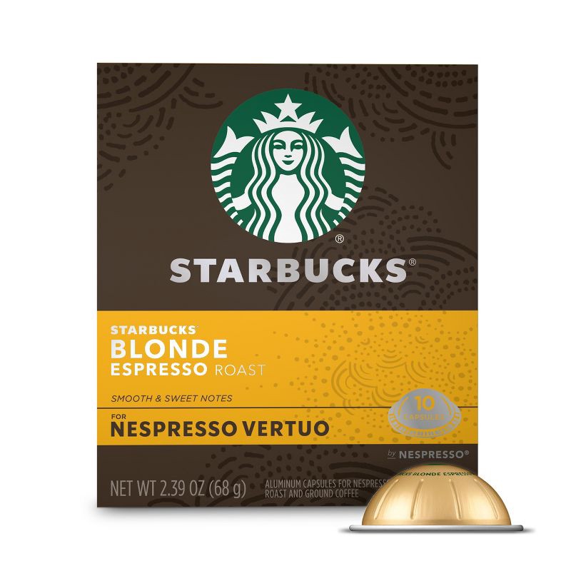 slide 1 of 6, Starbucks by Nespresso Vertuo Line Pods Light Roast Coffee Blonde Espresso Roast - 10ct, 10 ct