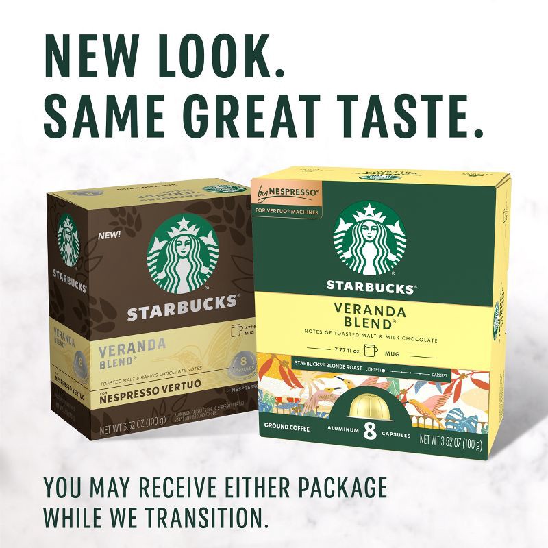 slide 3 of 10, Starbucks by Nespresso Vertuo Line Pods Starbucks Blonde Roast Coffee Veranda Blend - 8ct, 8 ct