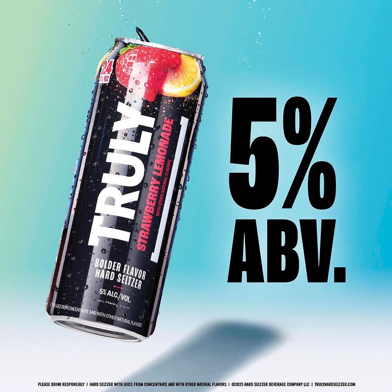 slide 3 of 6, Truly Spiked & Sparkling Truly Strawberry Lemonade Hard Seltzer - 24 fl oz Can, 24 fl oz