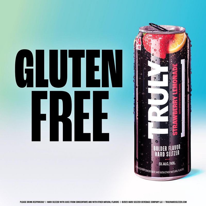 slide 5 of 6, Truly Spiked & Sparkling Truly Strawberry Lemonade Hard Seltzer - 24 fl oz Can, 24 fl oz