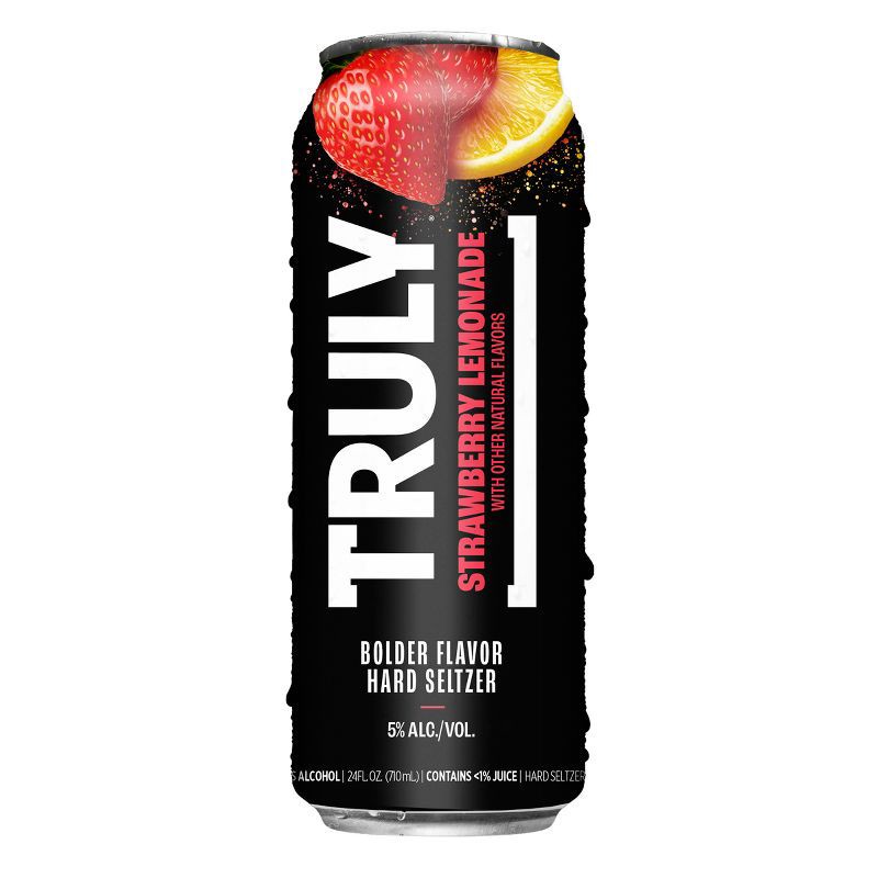 slide 1 of 6, Truly Spiked & Sparkling Truly Strawberry Lemonade Hard Seltzer - 24 fl oz Can, 24 fl oz