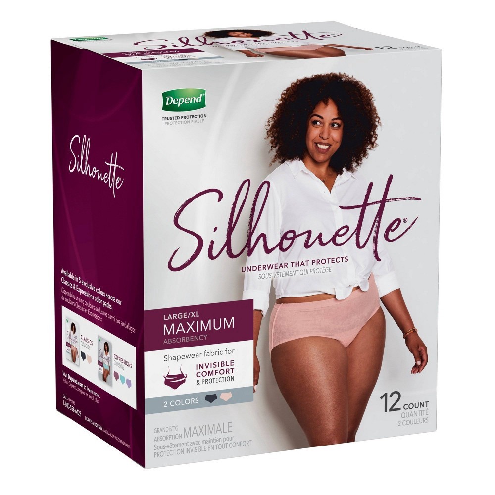 slide 7 of 10, Depend Silhouette Maximum Absorbency Underwear Large/Extra Large 12 Count, 12 ct