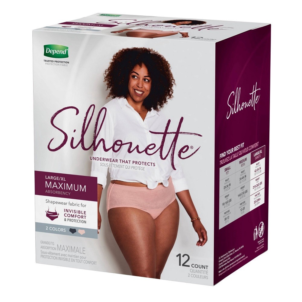 slide 5 of 10, Depend Silhouette Maximum Absorbency Underwear Large/Extra Large 12 Count, 12 ct