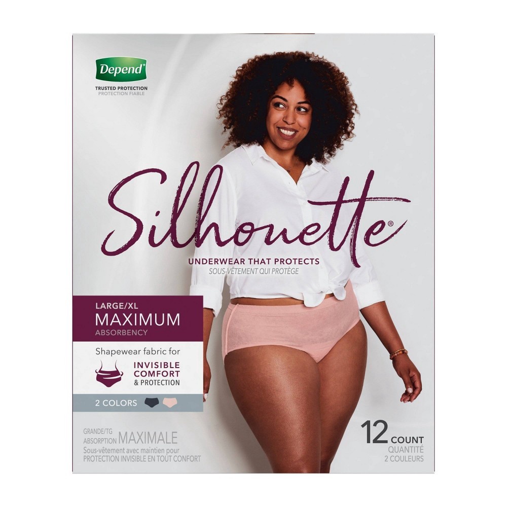 slide 9 of 10, Depend Silhouette Maximum Absorbency Underwear Large/Extra Large 12 Count, 12 ct