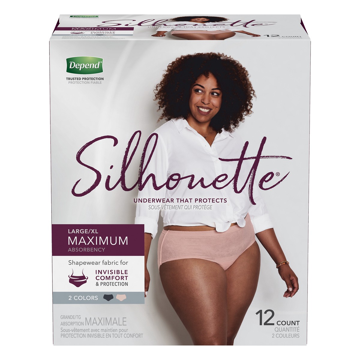 slide 1 of 10, Depend Silhouette Maximum Absorbency Underwear Large/Extra Large 12 Count, 12 ct