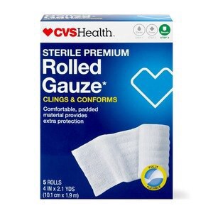 slide 1 of 1, Cvs Health Sterile Premium Latex-Free Rolled Gauze, 4 In X 2.1 Yd, 5 Ct, 1 ct