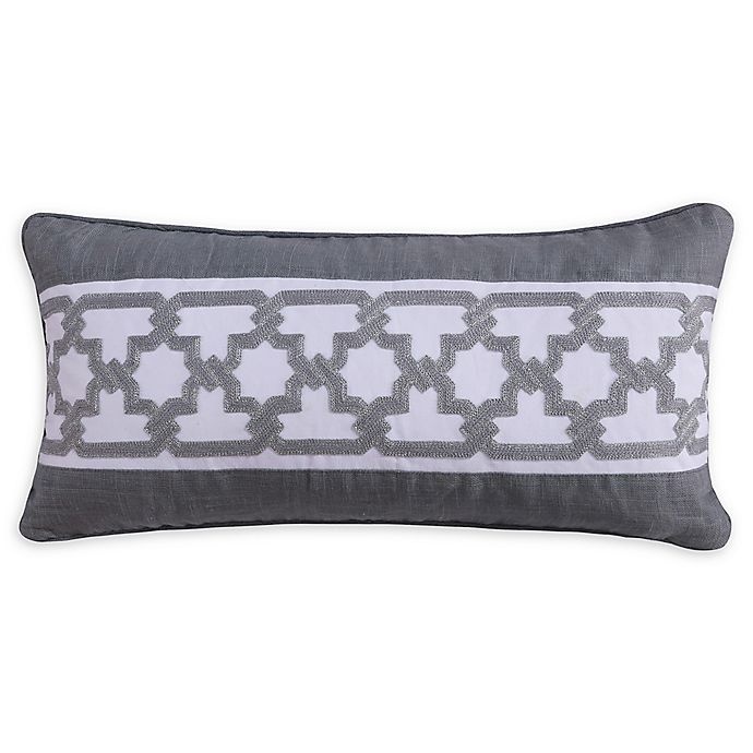 slide 1 of 1, Levtex Home Montecito Crewel Oblong Throw Pillow - Grey, 1 ct