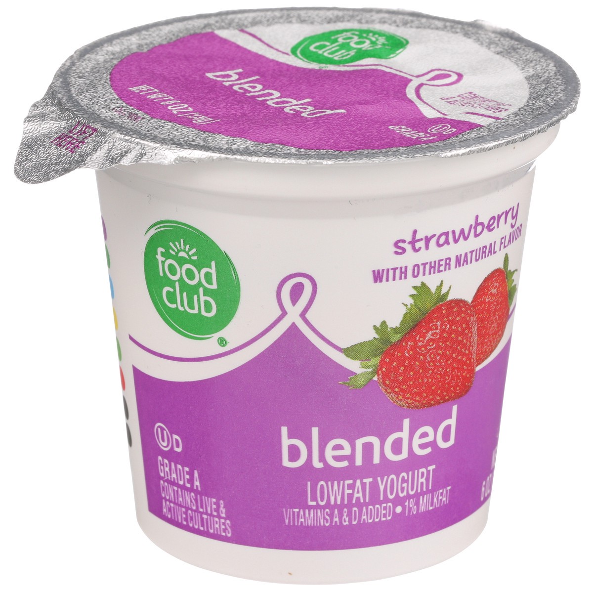 slide 2 of 9, Food Club Strawberry Blended Lowfat Yogurt, 6 oz