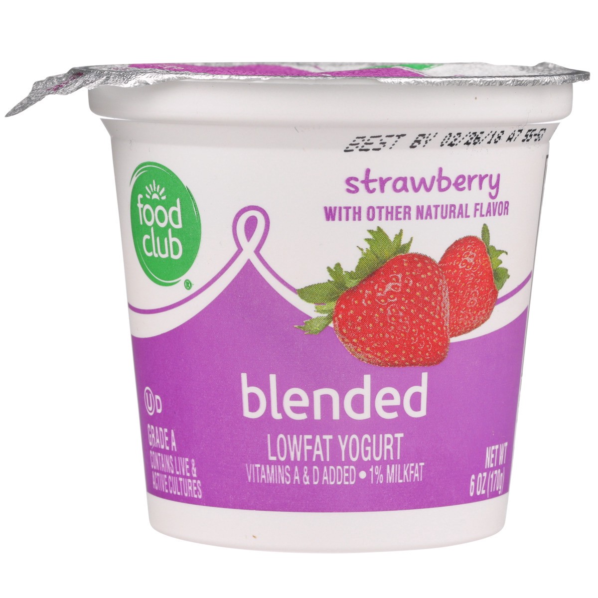 slide 8 of 9, Food Club Strawberry Blended Lowfat Yogurt, 6 oz