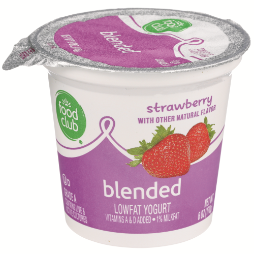 slide 1 of 1, Food Club Strawberry Blended Lowfat Yogurt, 6 oz