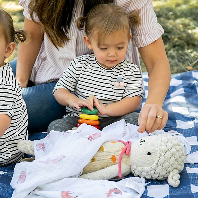 slide 4 of 4, Little Unicorn Navy Plaid Blanket - Navy/White, 60 in x 72 in