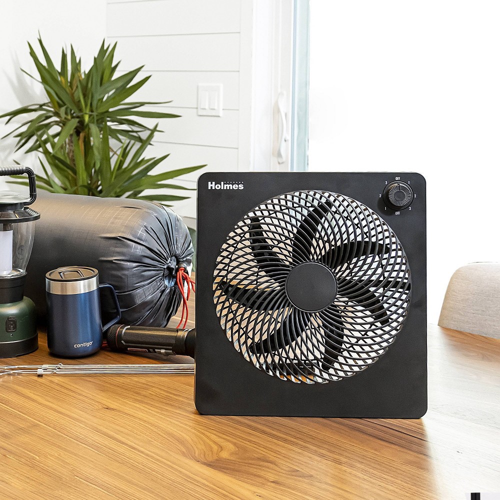 slide 9 of 11, Holmes 10" 3-Speed Rechargeable Battery Portable Fan - Black, 1 ct