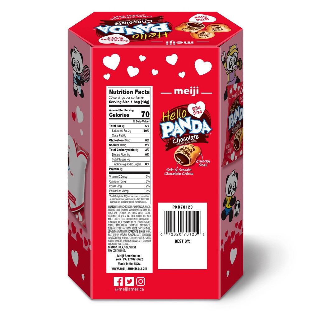 slide 5 of 5, Meiji Hello Panda Chocolate Valentine Hex Box, 10 oz
