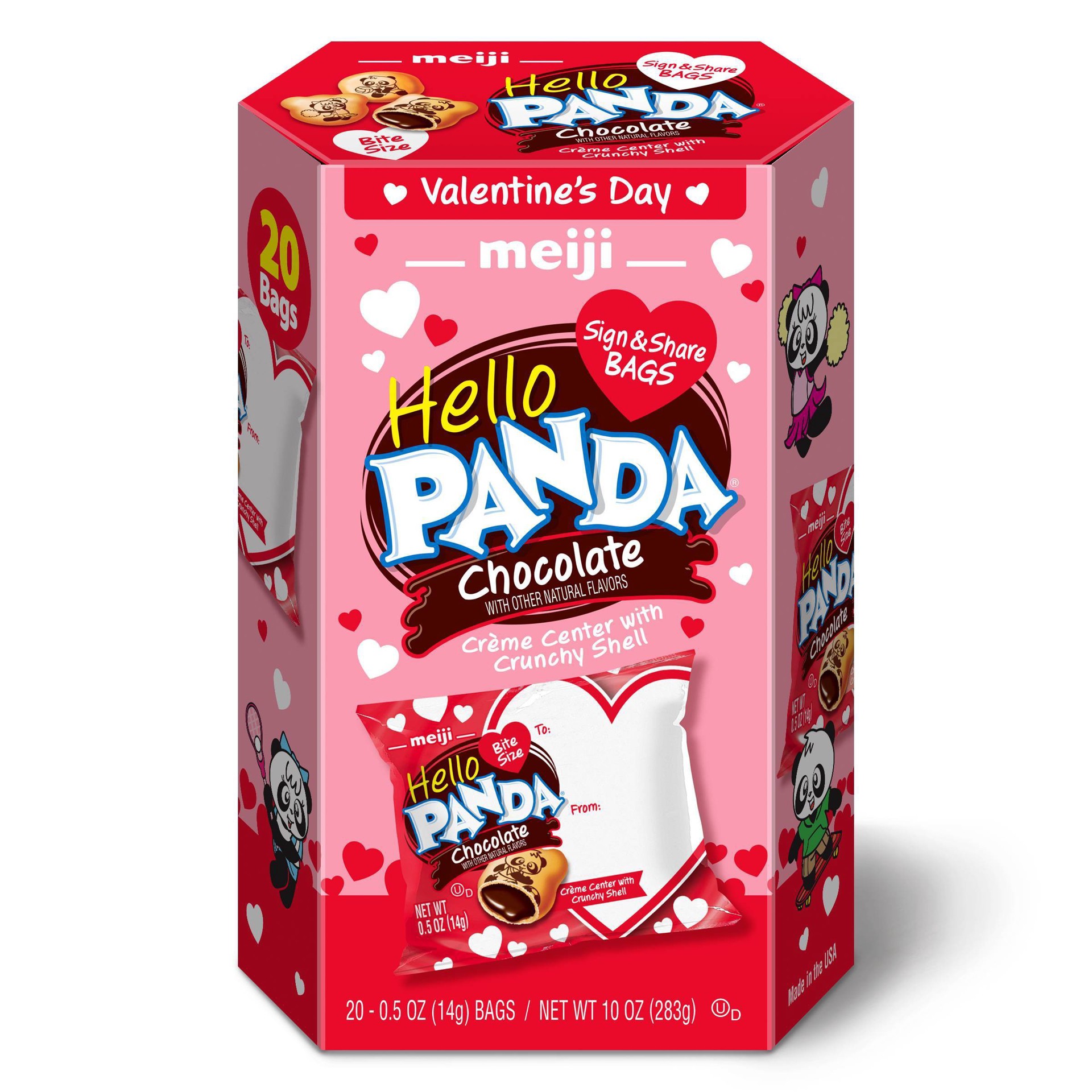 slide 1 of 5, Meiji Hello Panda Chocolate Valentine Hex Box, 10 oz