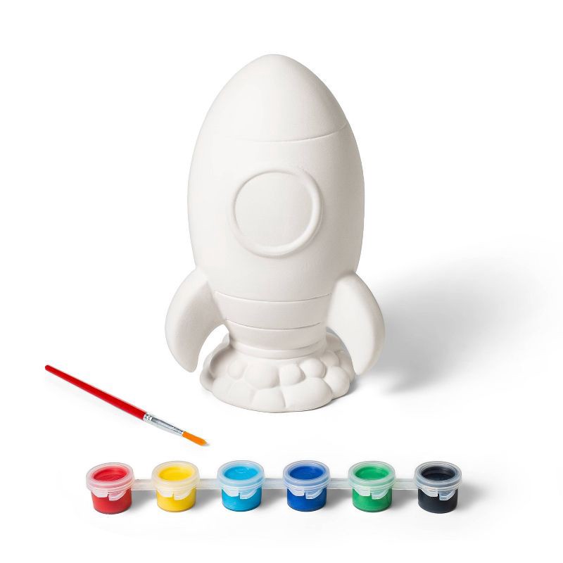 slide 2 of 4, Paint-Your-Own Ceramic Rocket Ship Kit - Mondo Llama™: Kids Painting Activity, Includes Paint & Brush, Ages 8+, 1 ct