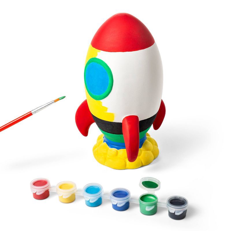 slide 4 of 4, Paint-Your-Own Ceramic Rocket Ship Kit - Mondo Llama™: Kids Painting Activity, Includes Paint & Brush, Ages 8+, 1 ct