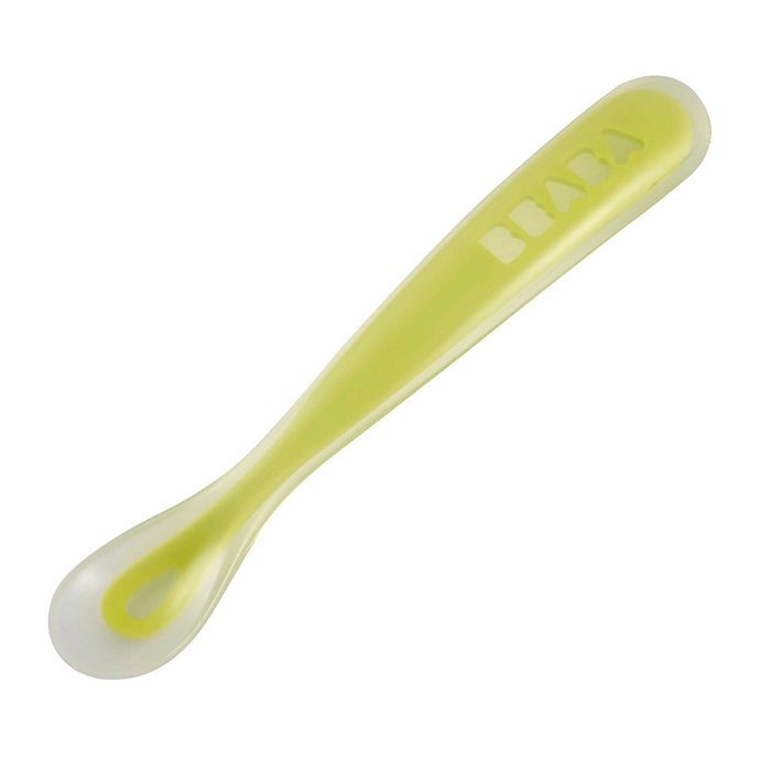 slide 2 of 4, BÉABA First Stage Silicone Baby Spoons - Neon, 4 ct