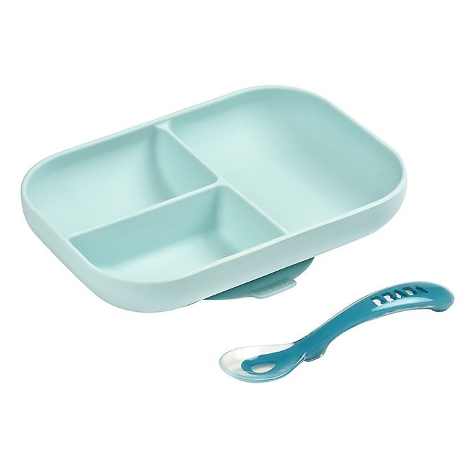 slide 2 of 5, BÉABA Silicone Suction Meal Set - Sky Blue, 2 ct