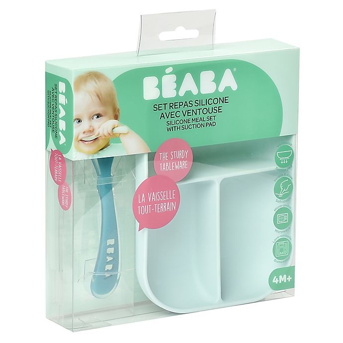 slide 5 of 5, BÉABA Silicone Suction Meal Set - Sky Blue, 2 ct