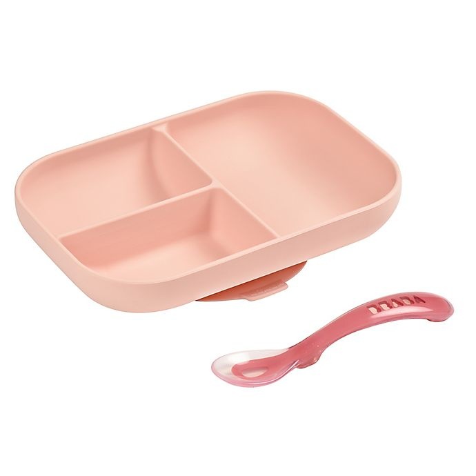 slide 3 of 5, BÉABA Silicone Suction Meal Set - Pink, 2 ct