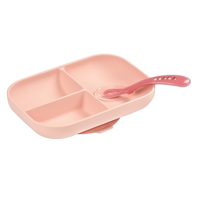 slide 4 of 5, BÉABA Silicone Suction Meal Set - Pink, 2 ct