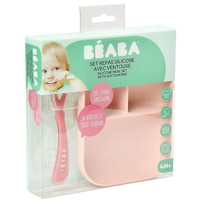 slide 2 of 5, BÉABA Silicone Suction Meal Set - Pink, 2 ct