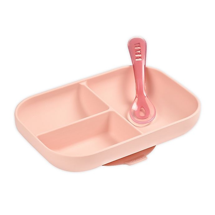 slide 1 of 5, BÉABA Silicone Suction Meal Set - Pink, 2 ct