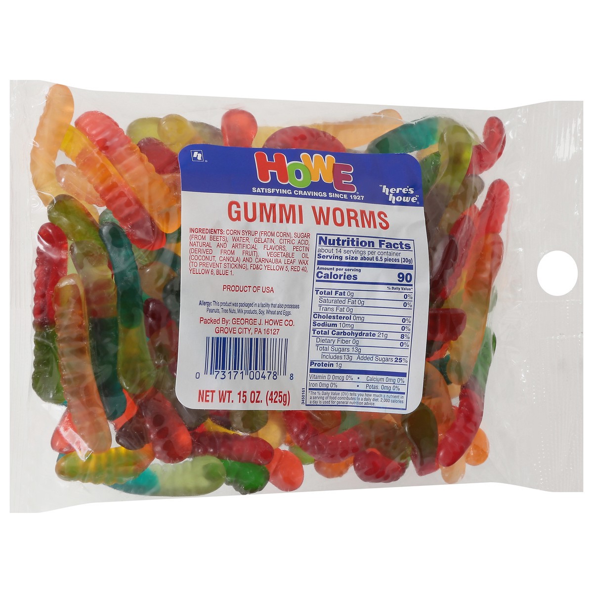 slide 4 of 9, Howe Gummy Worms, 15 oz