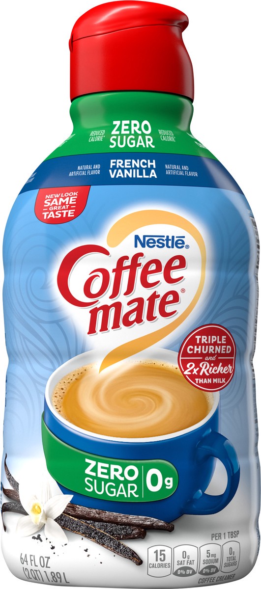 slide 3 of 7, Coffee mate Zero Sugar French Vanilla Liquid Coffee Creamer, 64 fl oz