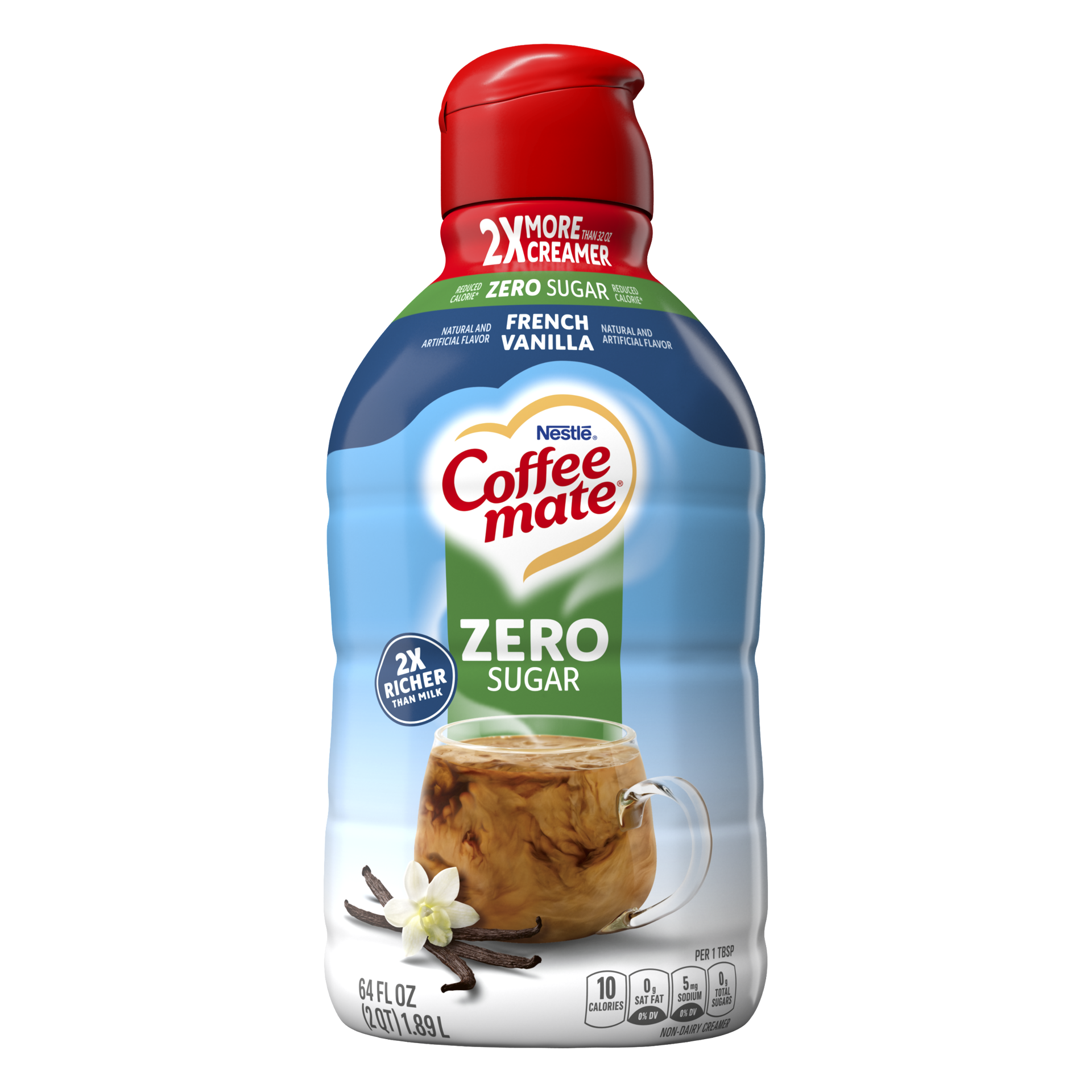 slide 1 of 7, Coffee mate Zero Sugar French Vanilla Liquid Coffee Creamer, 64 fl oz