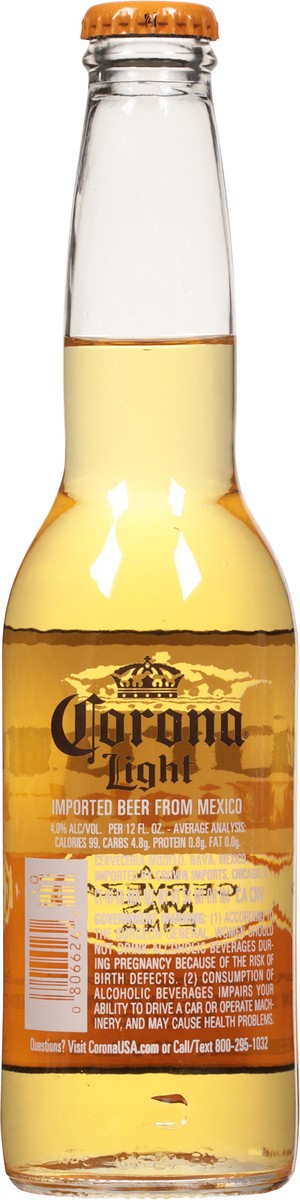 slide 3 of 10, Corona Light Mexican Lager Import Light Beer, 12 fl oz Bottle, 4.0% ABV, 12 fl oz