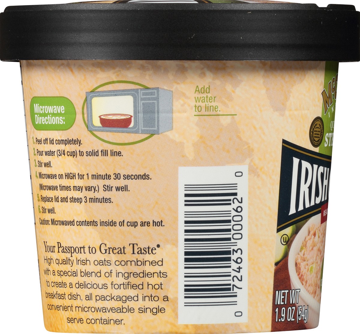 slide 2 of 7, McCann's Imported Apple Cinnamon Quick & Easy Steel Cut Irish Oatmeal, Kosher, 1.9 OZ Cup, 1.9 oz