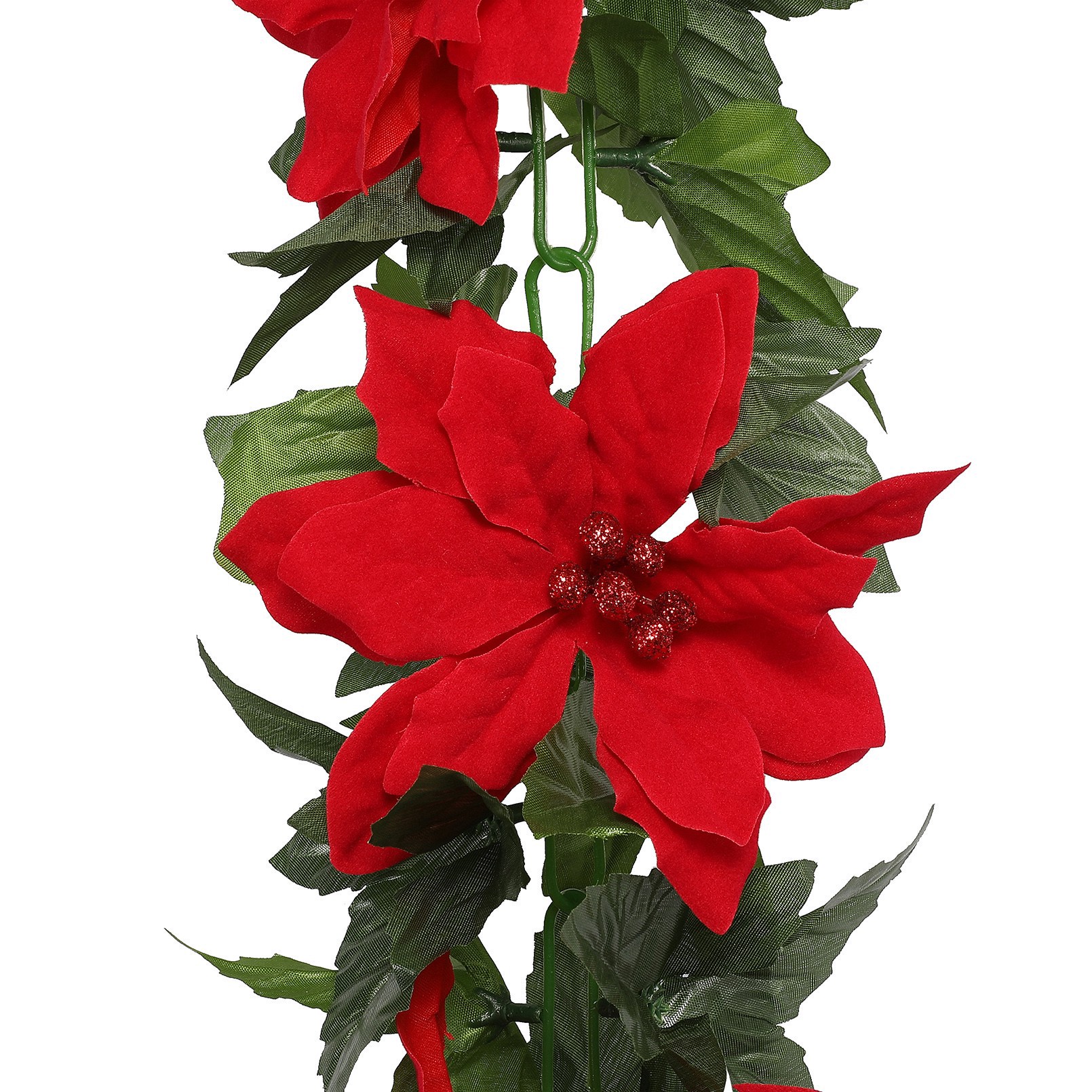 slide 4 of 4, 6ft. Red & Green Poinsettia Chain Garland By Ashland, 6 ft