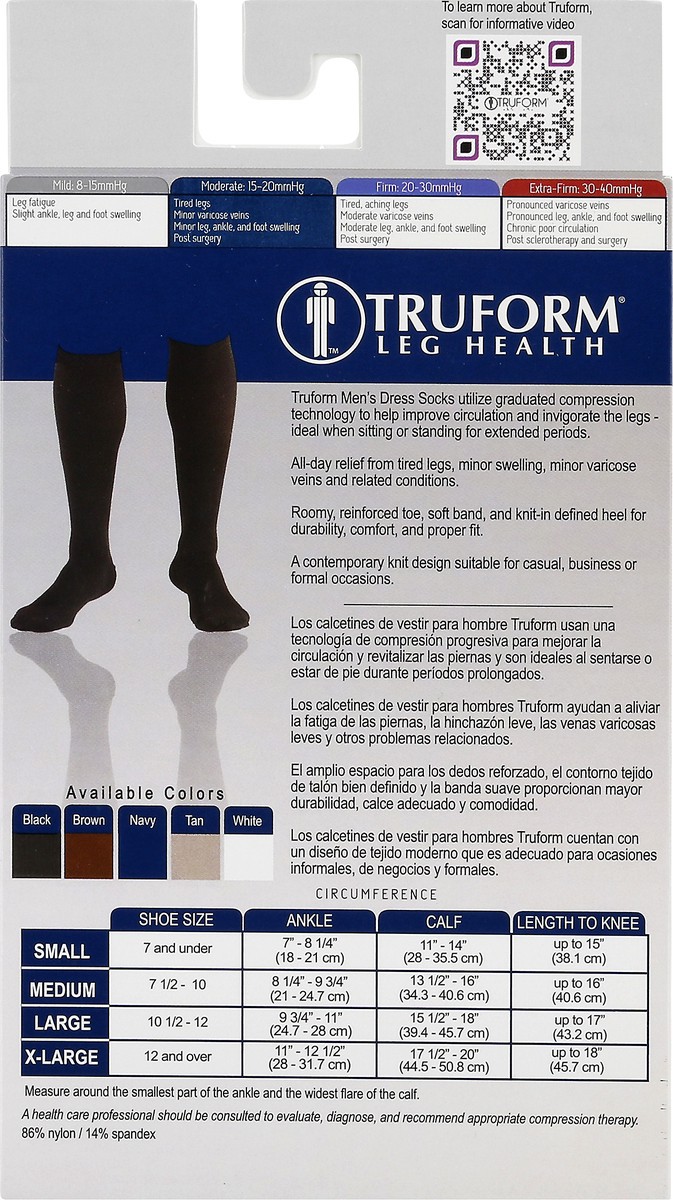 slide 7 of 11, TRUFORM Dress-Style Men's Socks Firm Support Black Medium, 1 pair