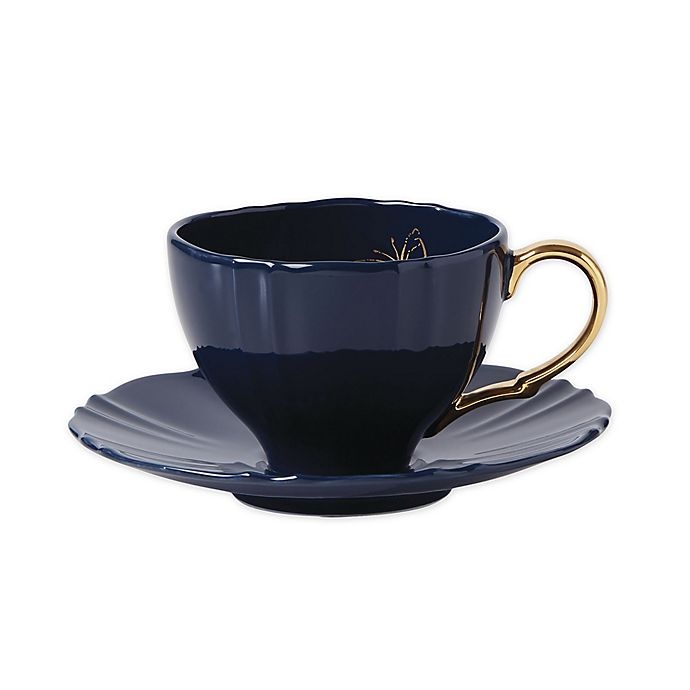 slide 1 of 2, Lenox Sprig & Vine Teacup and Saucer - Navy, 1 ct