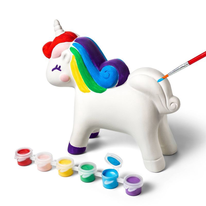 slide 4 of 4, Paint-Your-Own Ceramic Unicorn Kit - Mondo Llama™: Painting Kit with Brush & Paint, Ceramic Animal Craft for Ages 8+, 1 ct