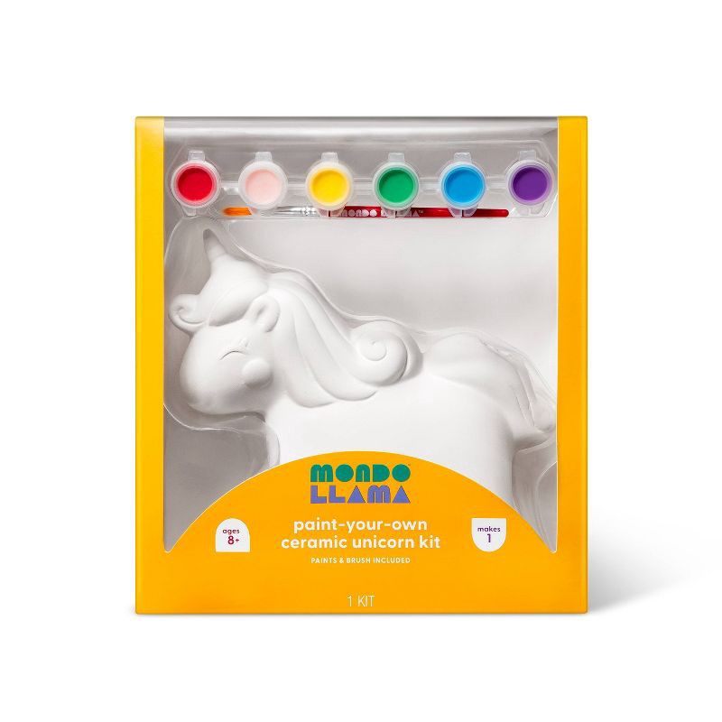 slide 1 of 4, Paint-Your-Own Ceramic Unicorn Kit - Mondo Llama™: Painting Kit with Brush & Paint, Ceramic Animal Craft for Ages 8+, 1 ct