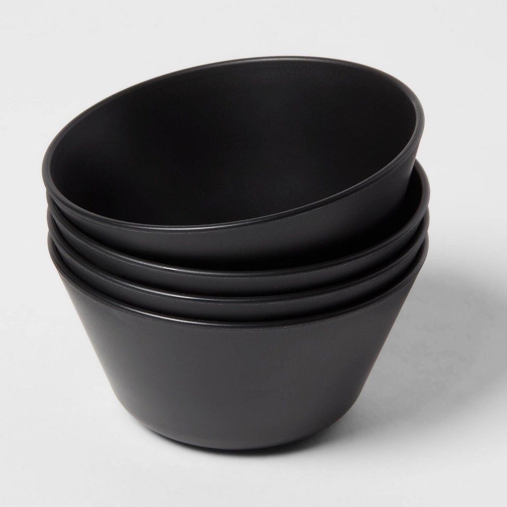 slide 3 of 3, 7oz 4pk Plastic Mini Bowls Black - Room Essentials, 4 ct